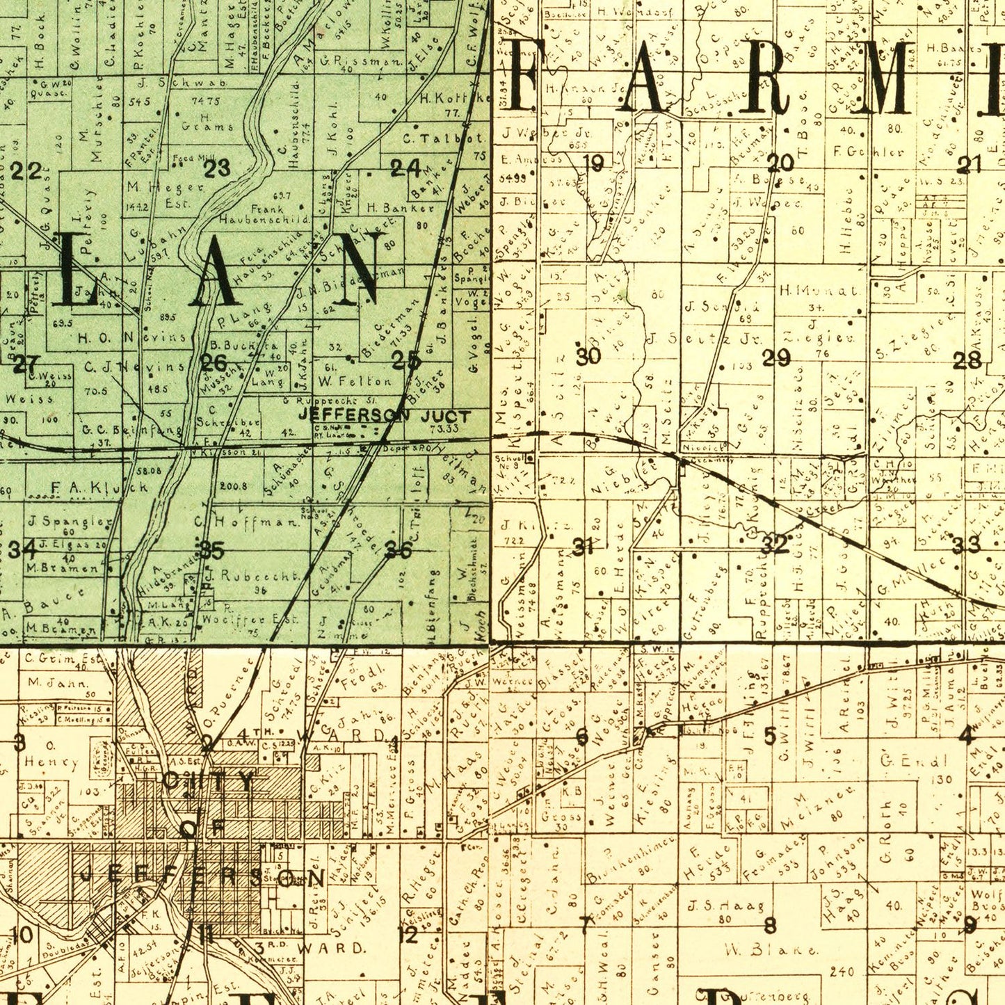 Vintage Map of Jefferson County, Wisconsin, 1900