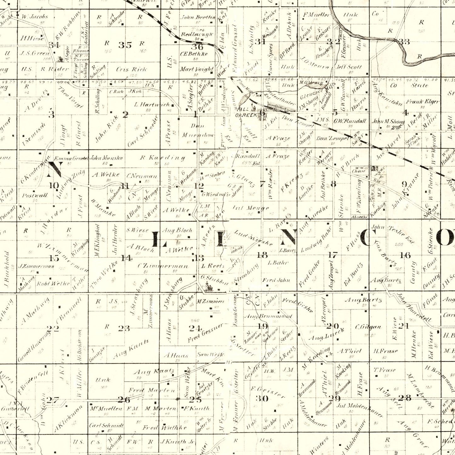 Vintage Map of Eau Claire County, Wisconsin, 1878