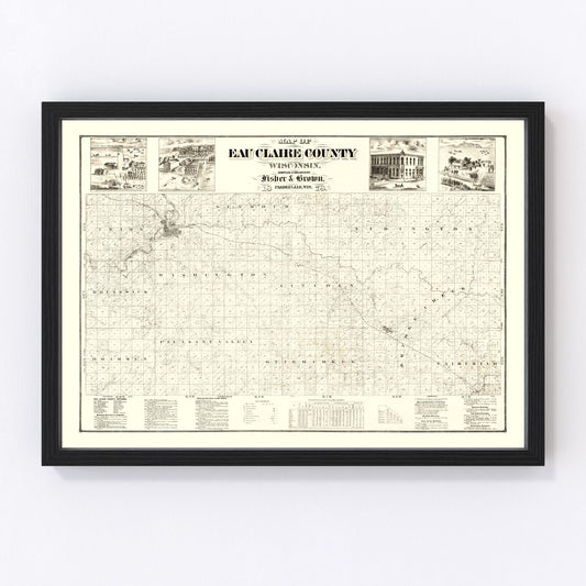 Vintage map of Eau Claire County, Wisconsin, 1878