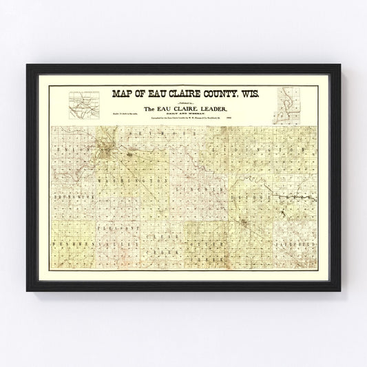 Vintage map of Eau Claire County, Wisconsin, 1902