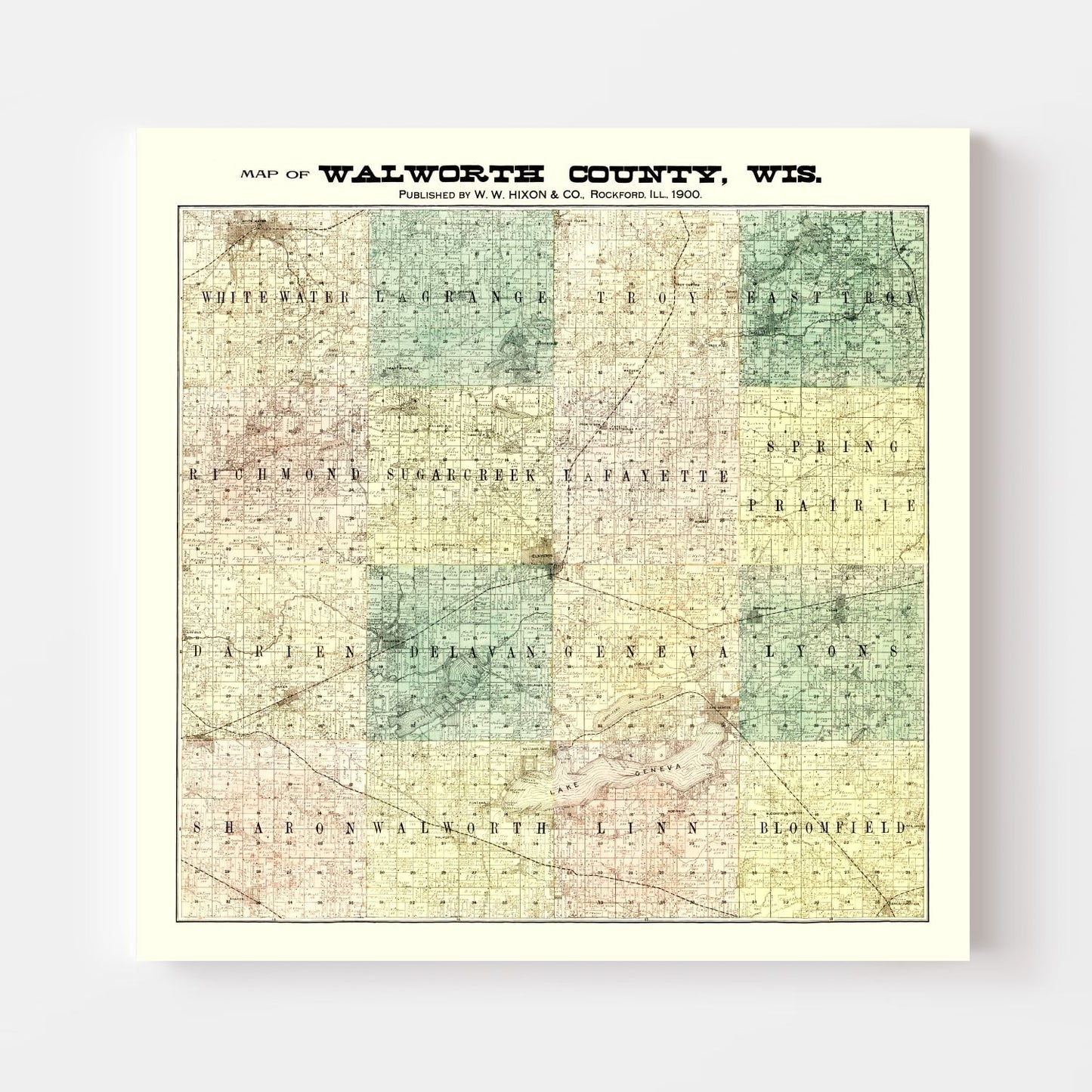 Vintage Map of Walworth County, Wisconsin 1900
