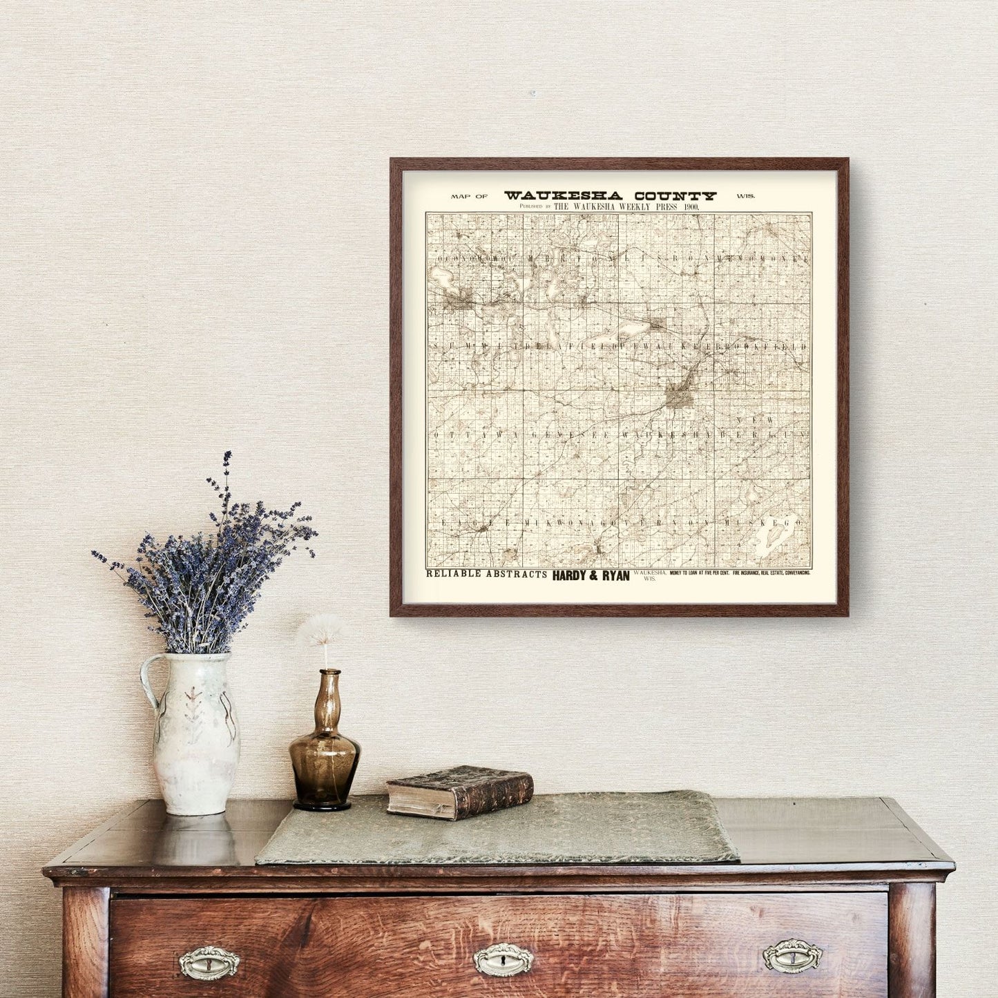Vintage Map of Waukesha County, Wisconsin, 1873