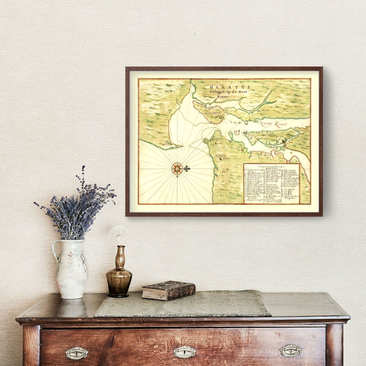 Vintage Map of the New York Region, 1670