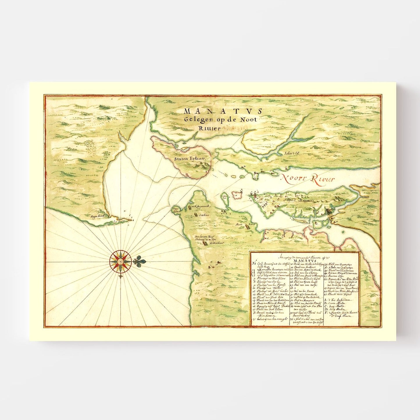 Vintage Map of the New York Region, 1670