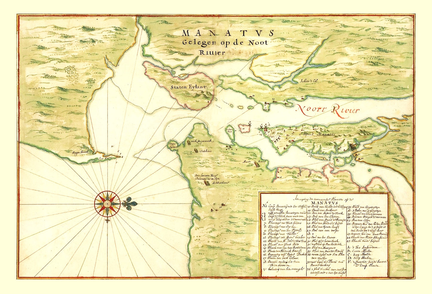 Vintage Map of the New York Region, 1670