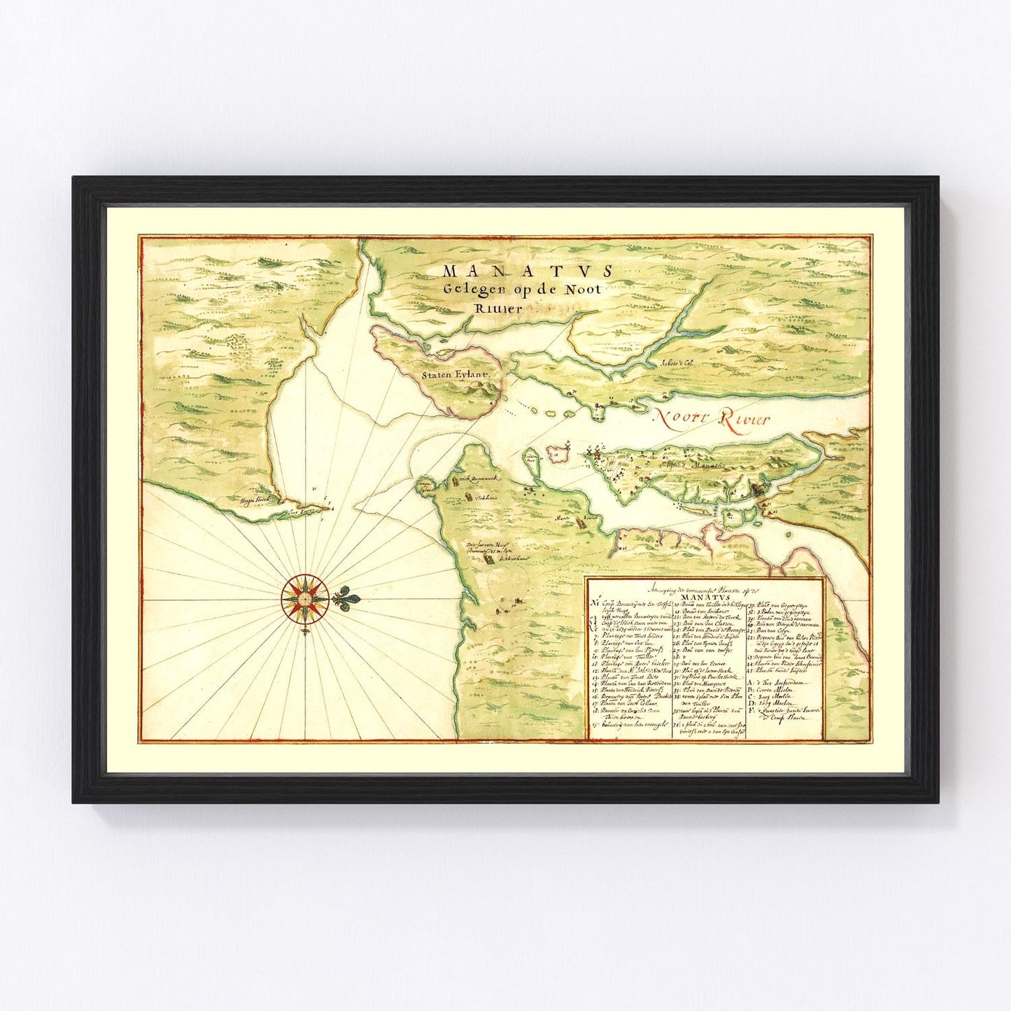 Vintage map of the New York region, 1670