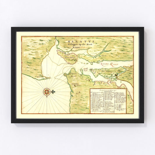 Vintage map of the New York region, 1670