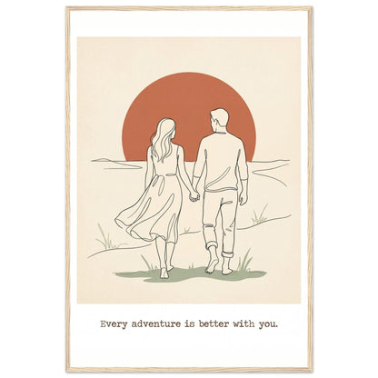Romantic Wall Art - Couples Poster for Your Bedroom - 60x90 cm / 24x36″ - Wood frame / Ready-to-hang - Sparkycare
