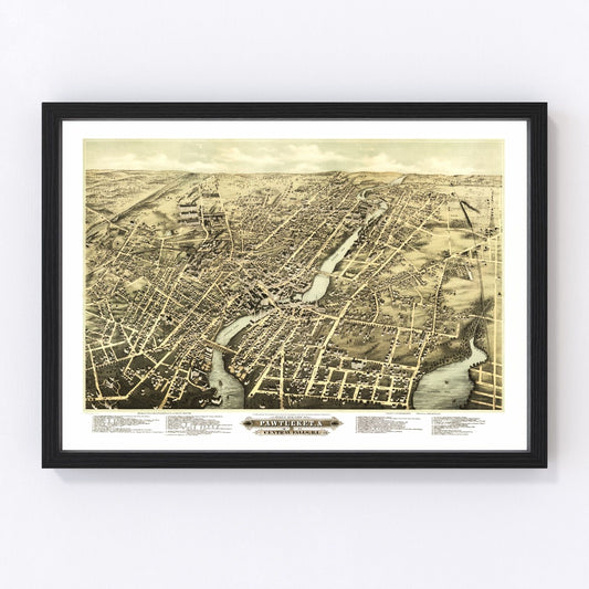 Vintage map of Pawtucket, Rhode Island, 1877
