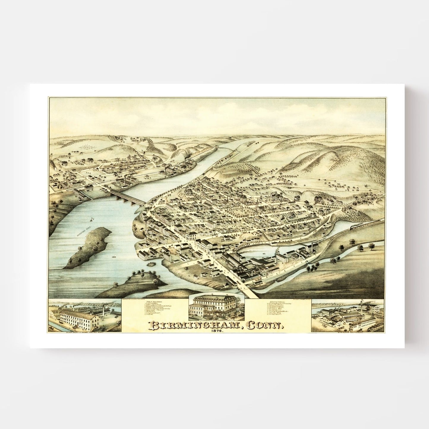 Vintage Map of Birmingham, Connecticut, 1876