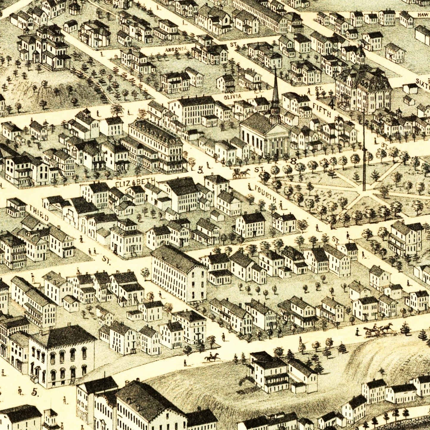Vintage Map of Birmingham, Connecticut, 1876