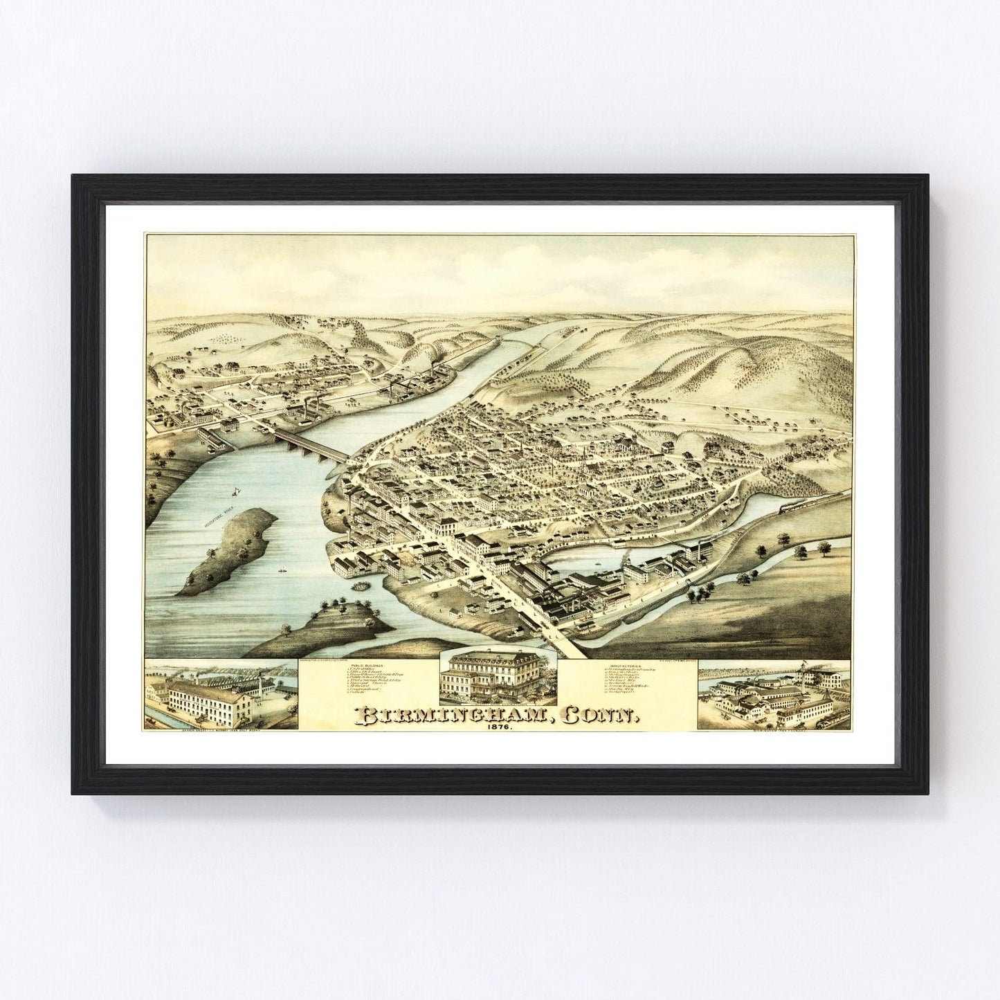 Vintage map of Birmingham, Connecticut, 1876