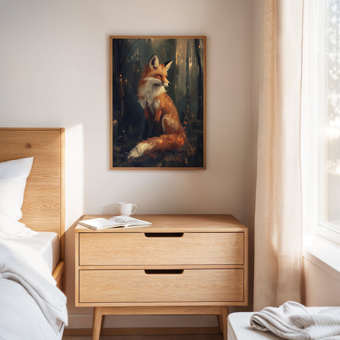 Fox in Mystical Forest Woodland Animal Wall Art Print