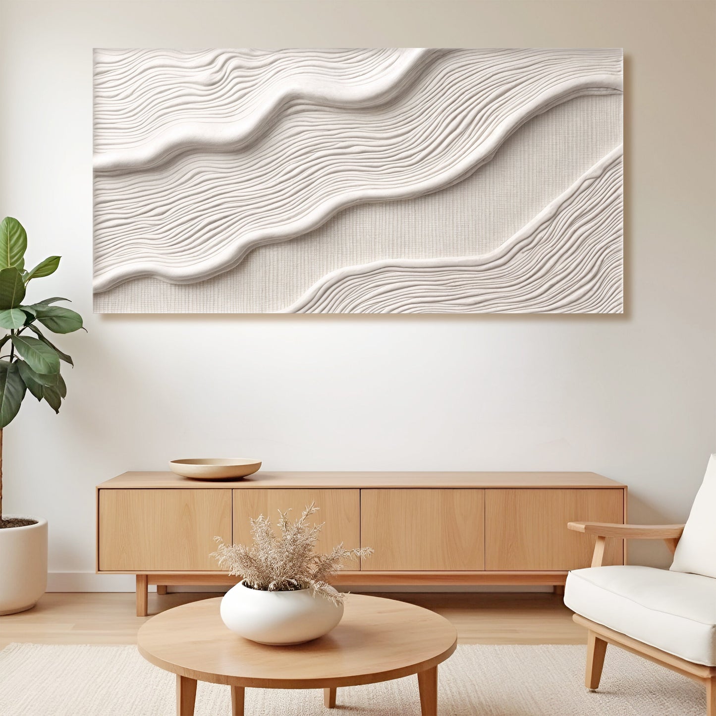 Ivory Abstract Canvas Wall Art Horizontal