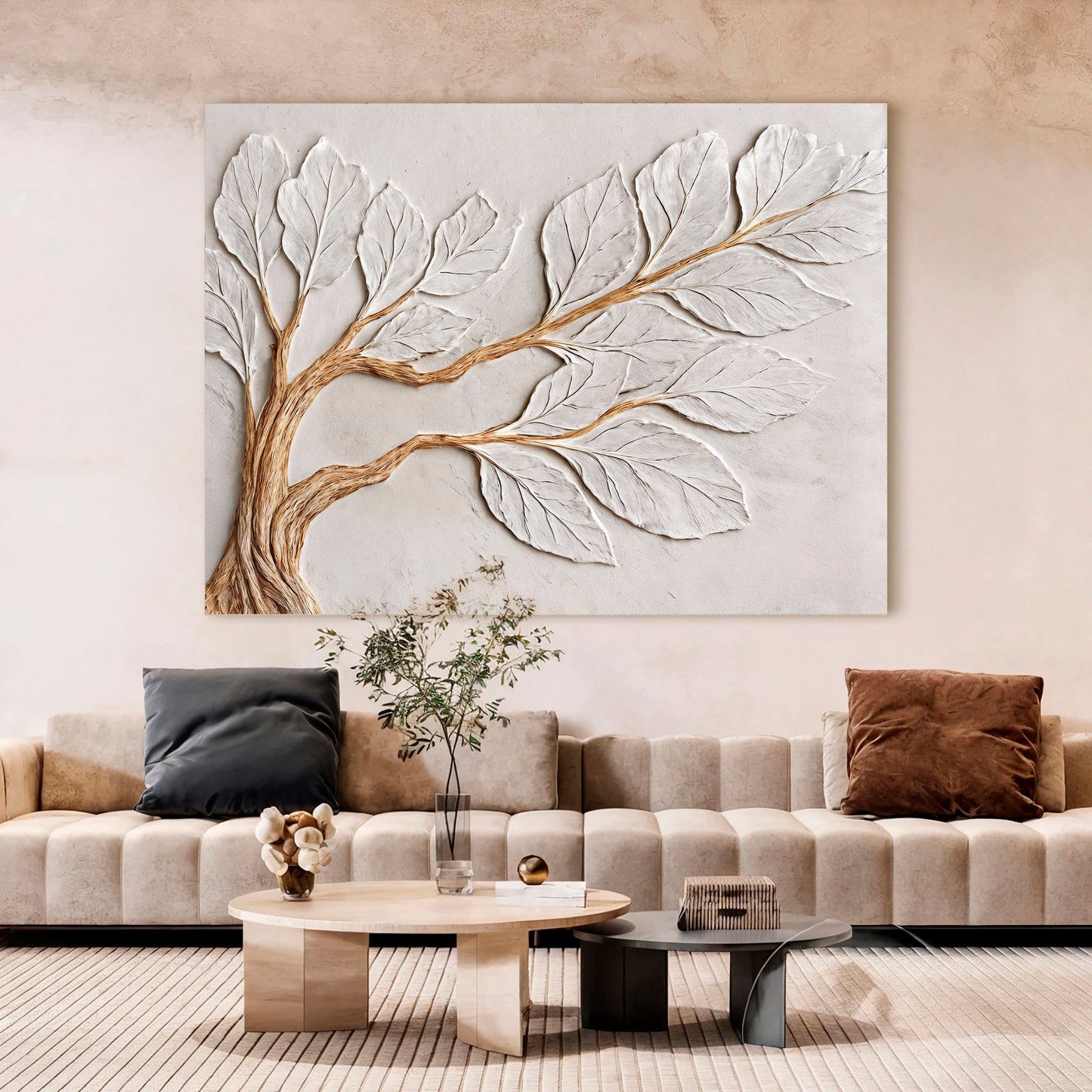 Calm Ivory Clay Abstract Canvas Wall Art
