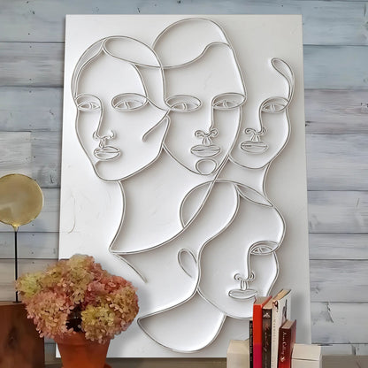 3D Minimalist Faces Canvas Wall Art