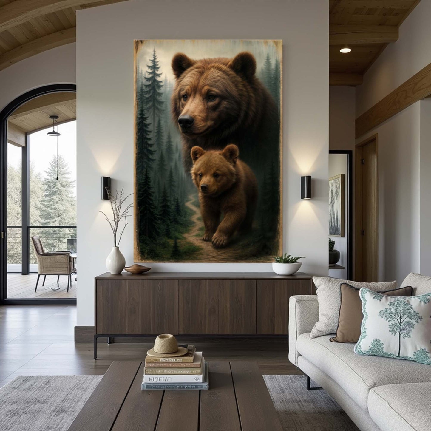 Bear and Cub Wildlife Canvas Wall Art