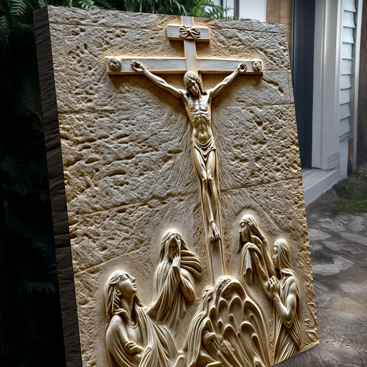 Three Crosses on Calvary Hill Canvas Wall Art