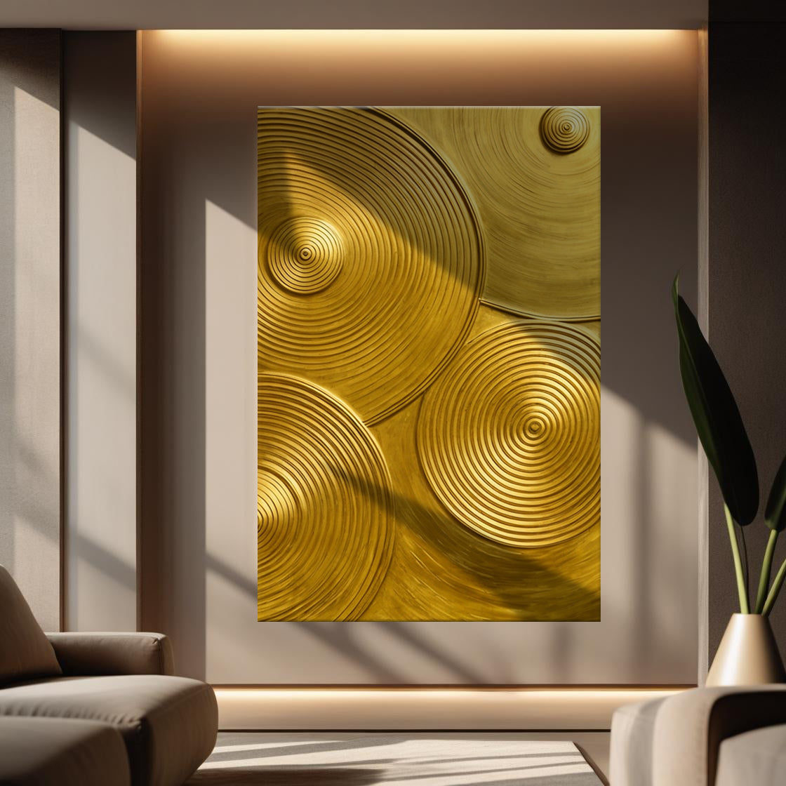 Gold Symphony Abstract Canvas Wall Art - Modern Print