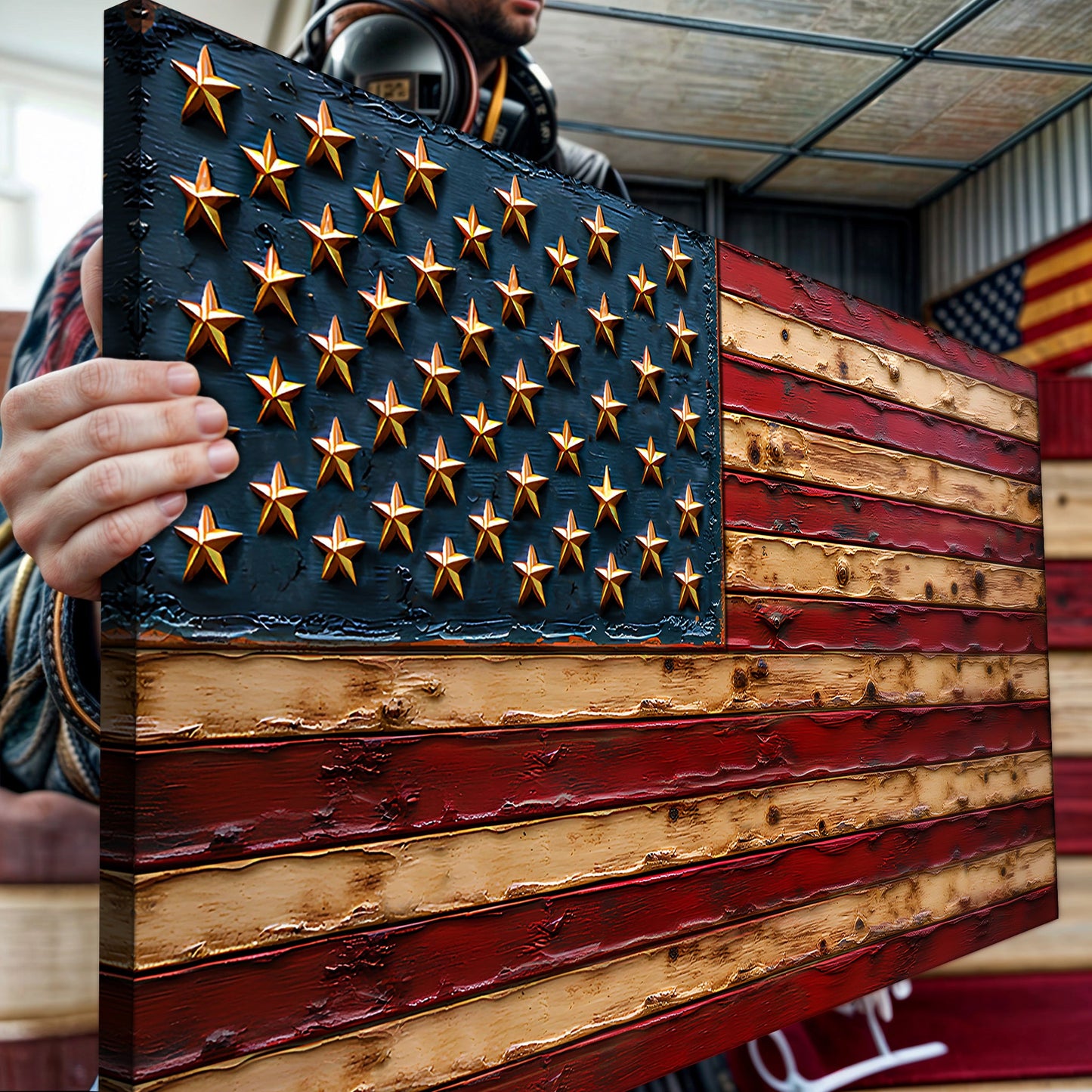 Old Glory American Flag Canvas Wall Art