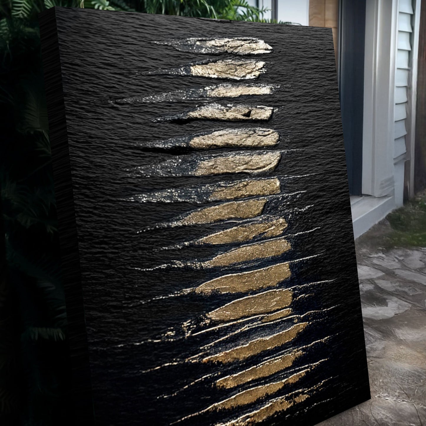 Black and Gold Abstract Minimalist Canvas Wall Art