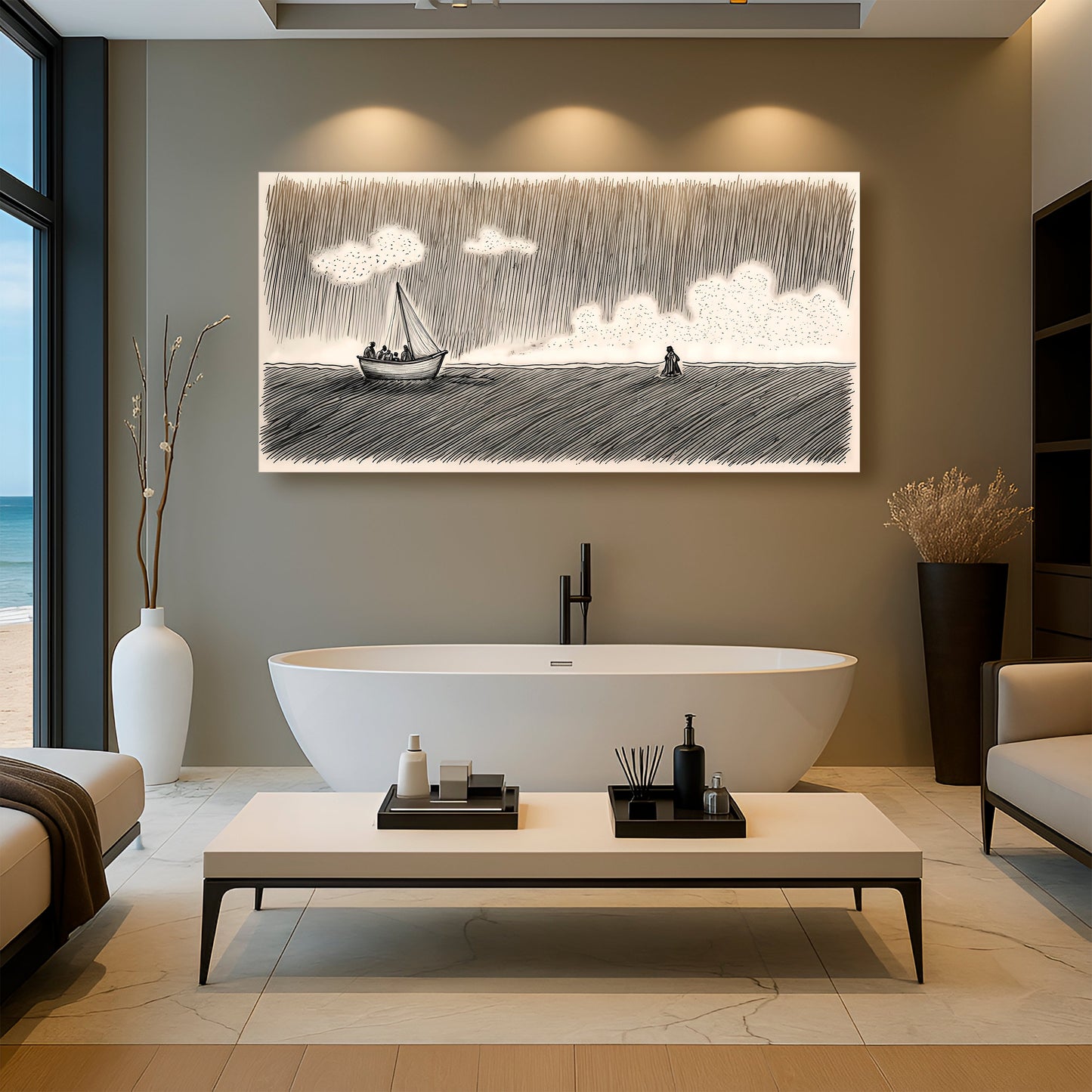 Jesus Walking On Water Faith Canvas Art