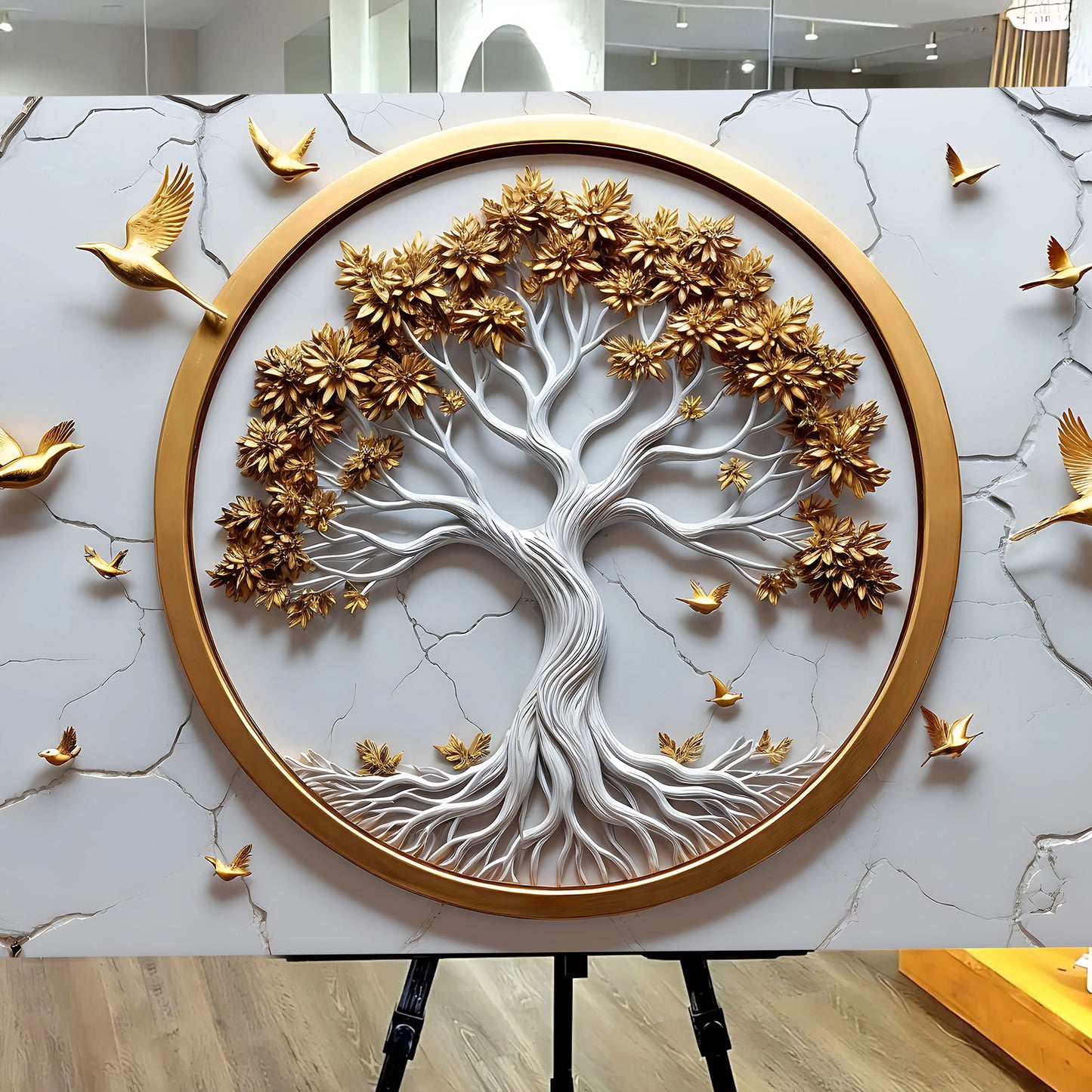 3D Celtic Tree of Life Canvas Wall Art White