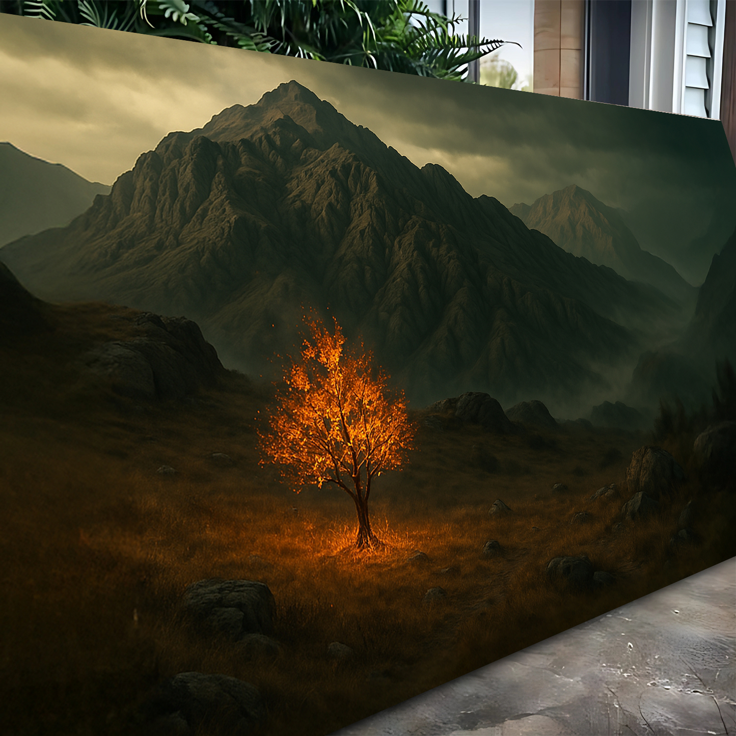 Burning Bush Canvas Wall Art Religious Christian Gift