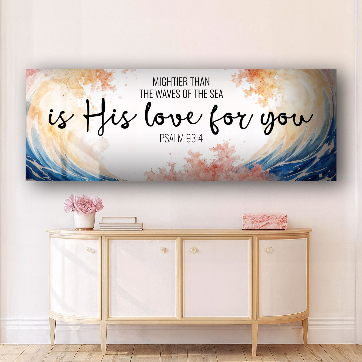Mightier Than the Waves Psalm 93:4 Canvas Wall Art