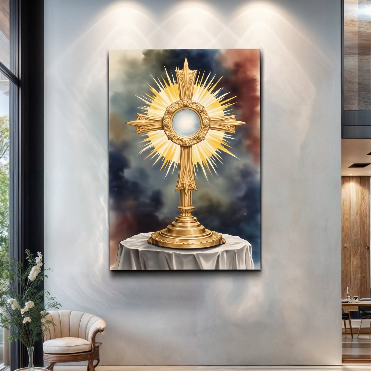 Holy Eucharist in Monstrance Catholic Canvas Wall Art