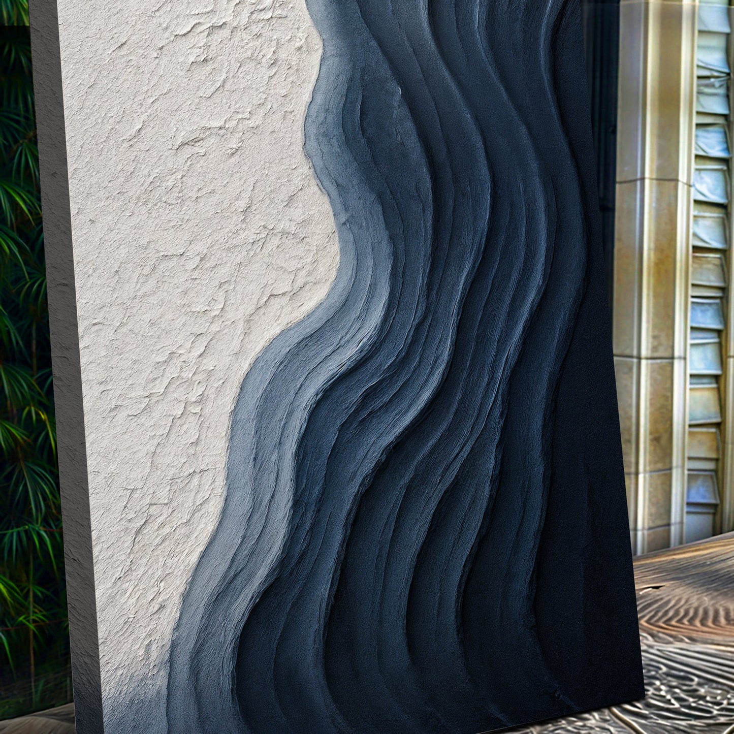 Abstract Minimalist Wave Impasto Canvas Wall Art