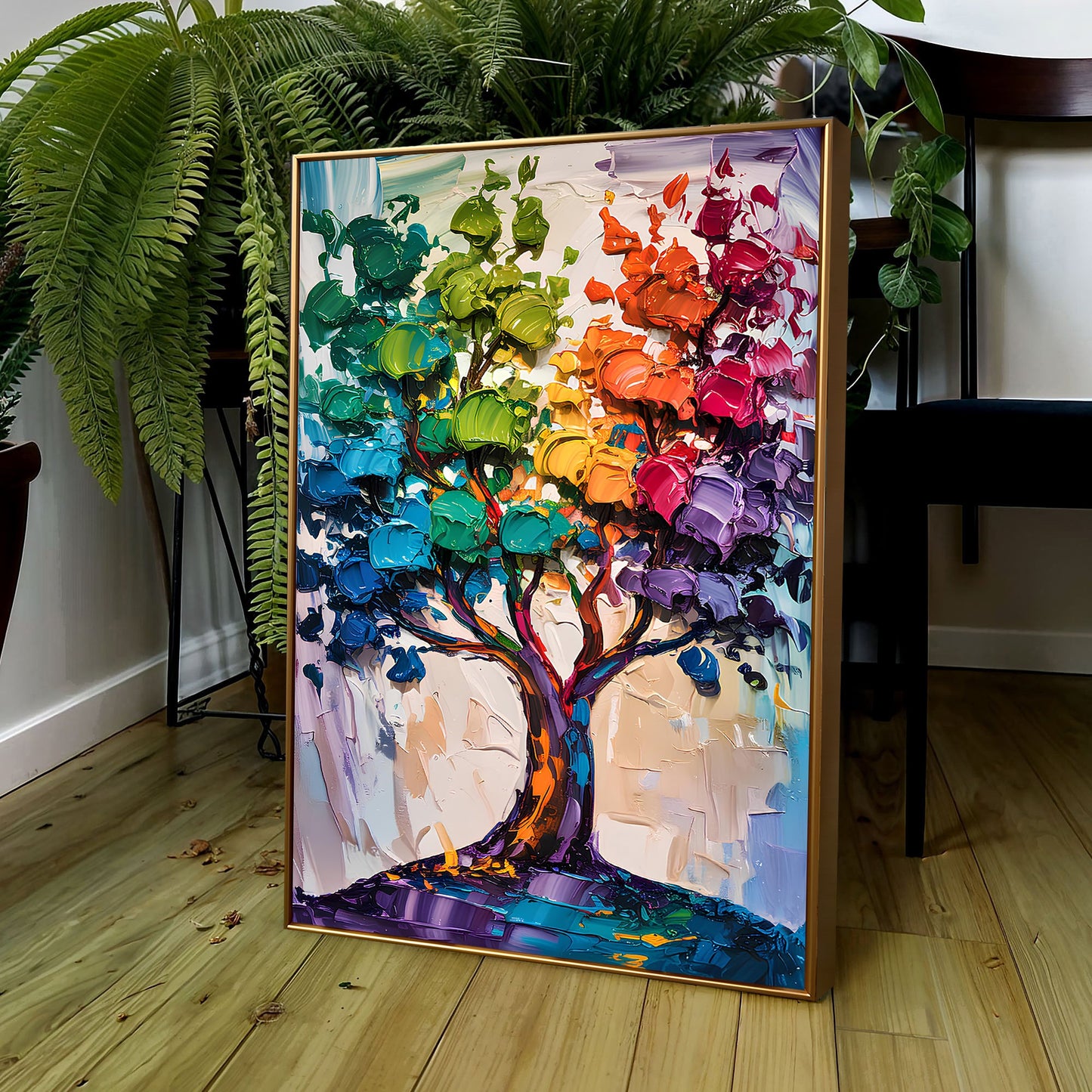 Rainbow Tree Abstract Canvas Wall Art