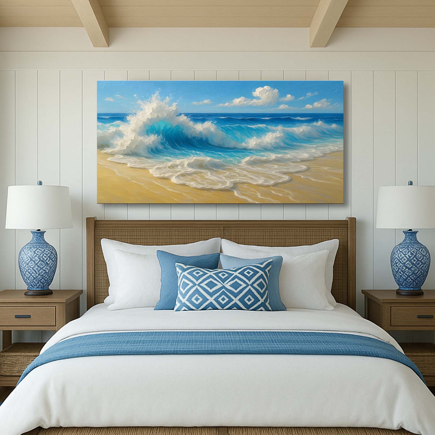Serene Ocean Wave Coastal Canvas Wall Art