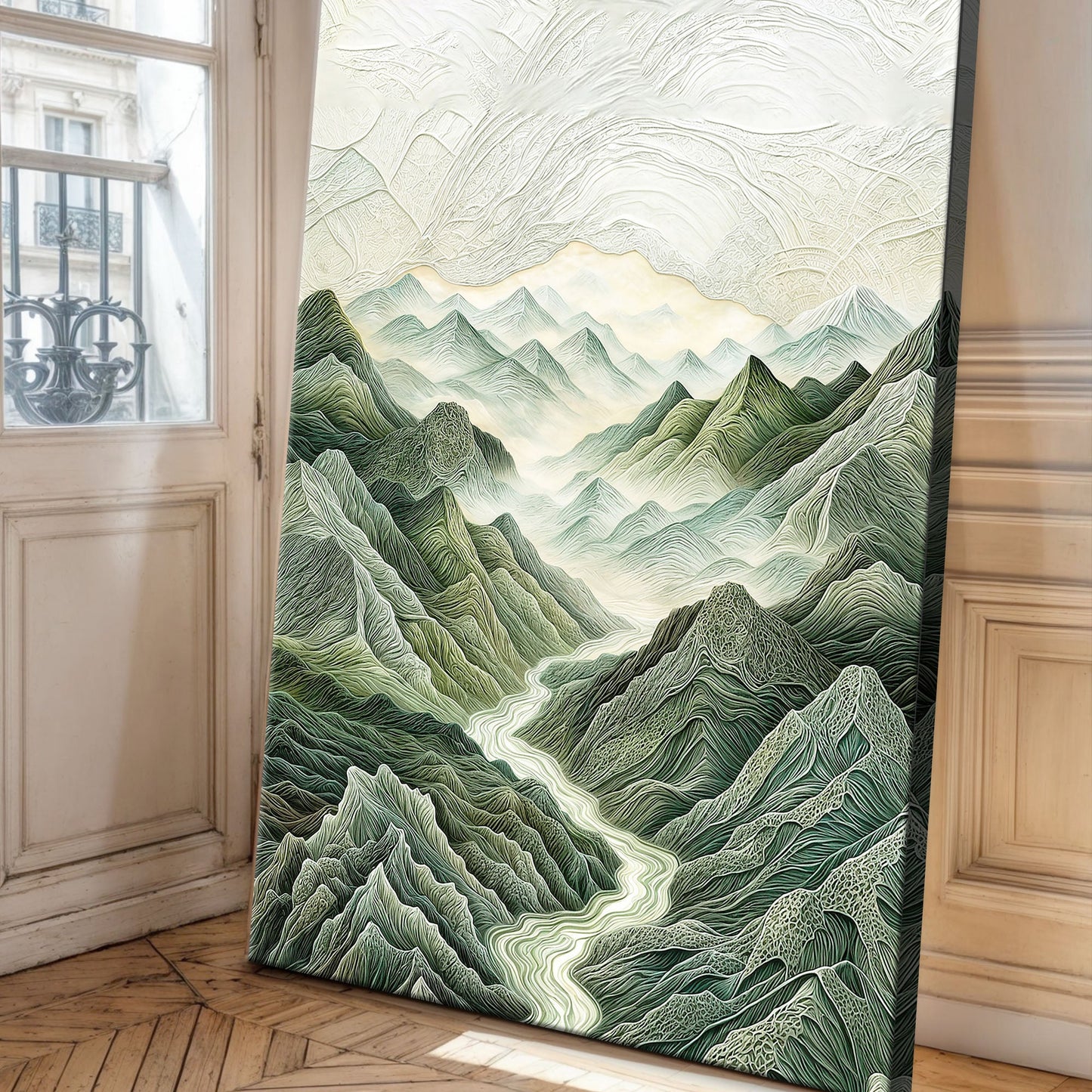 Abstract Mountain And River Landscape Canvas Wall Art