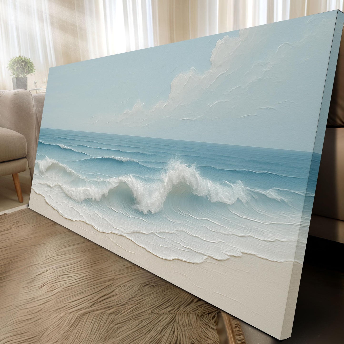 Serene Ocean Wave Coastal Wall Art Canvas