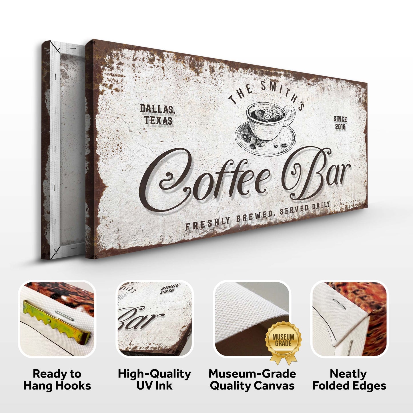 Personalized Coffee Bar Canvas Sign
