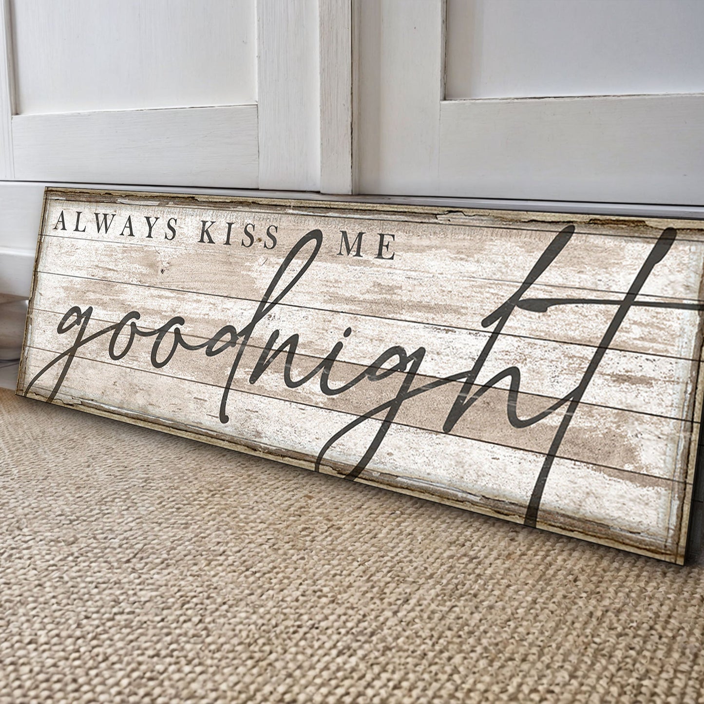 Always Kiss Me Goodnight Bedroom Canvas Sign