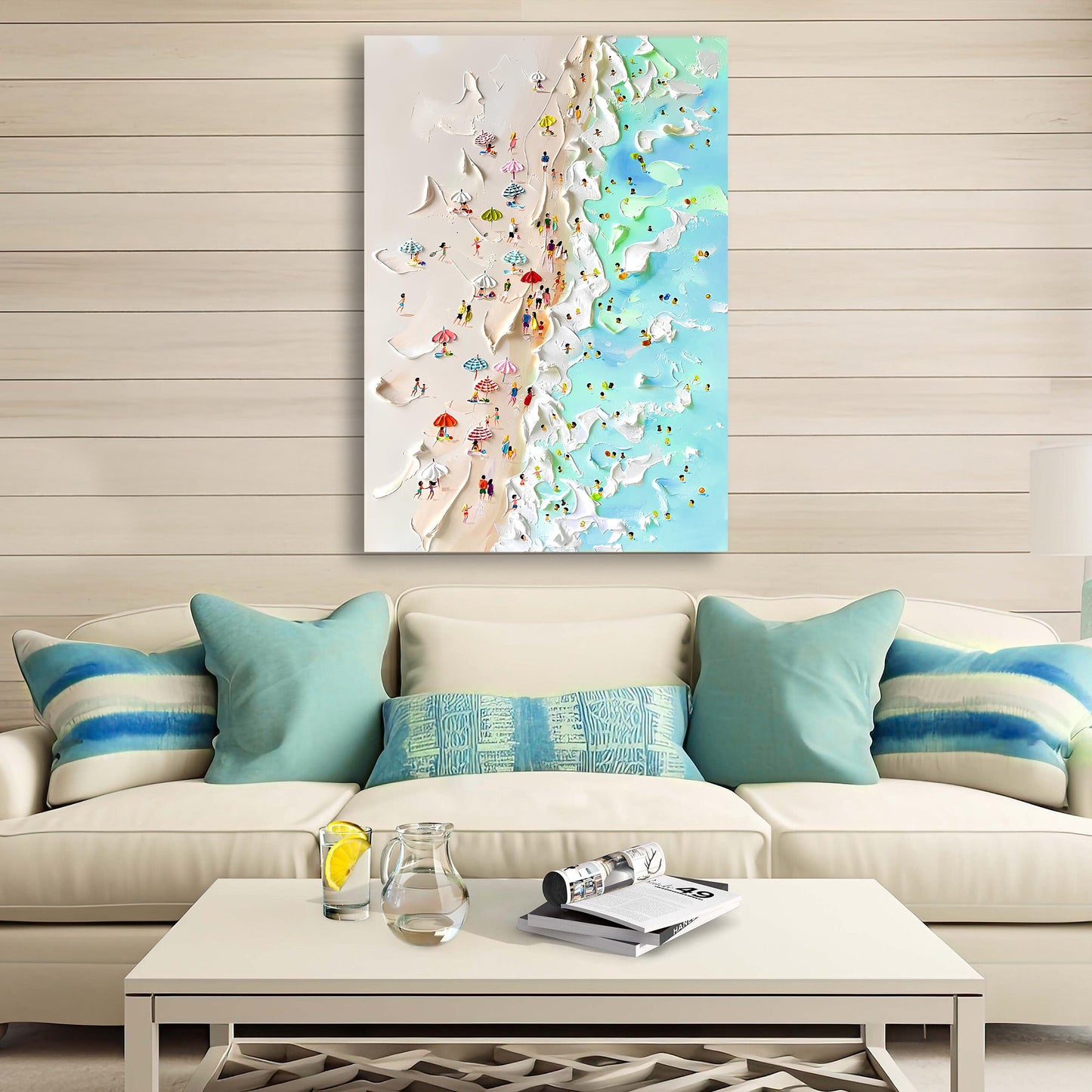 Beachfront Painting Coastal Canvas Wall Art