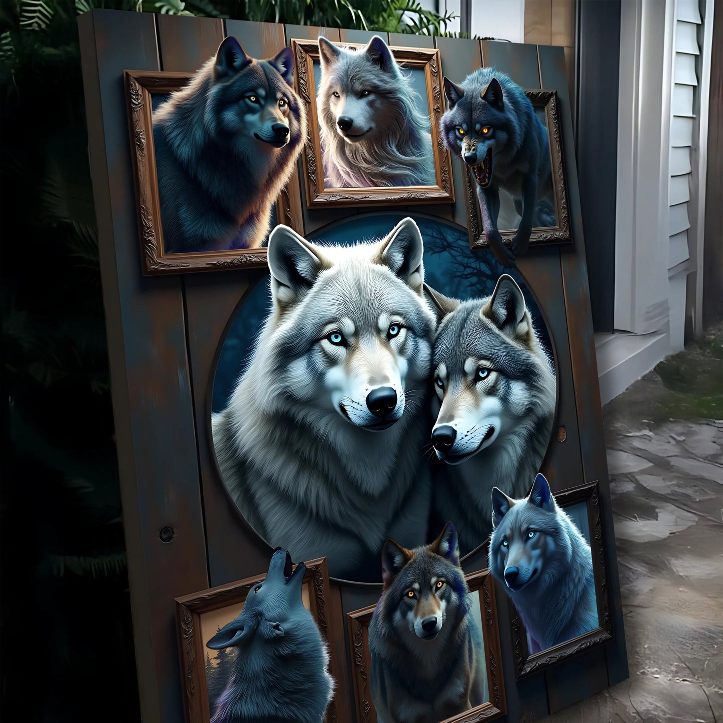 3D Wolf Collage Wall Art Print