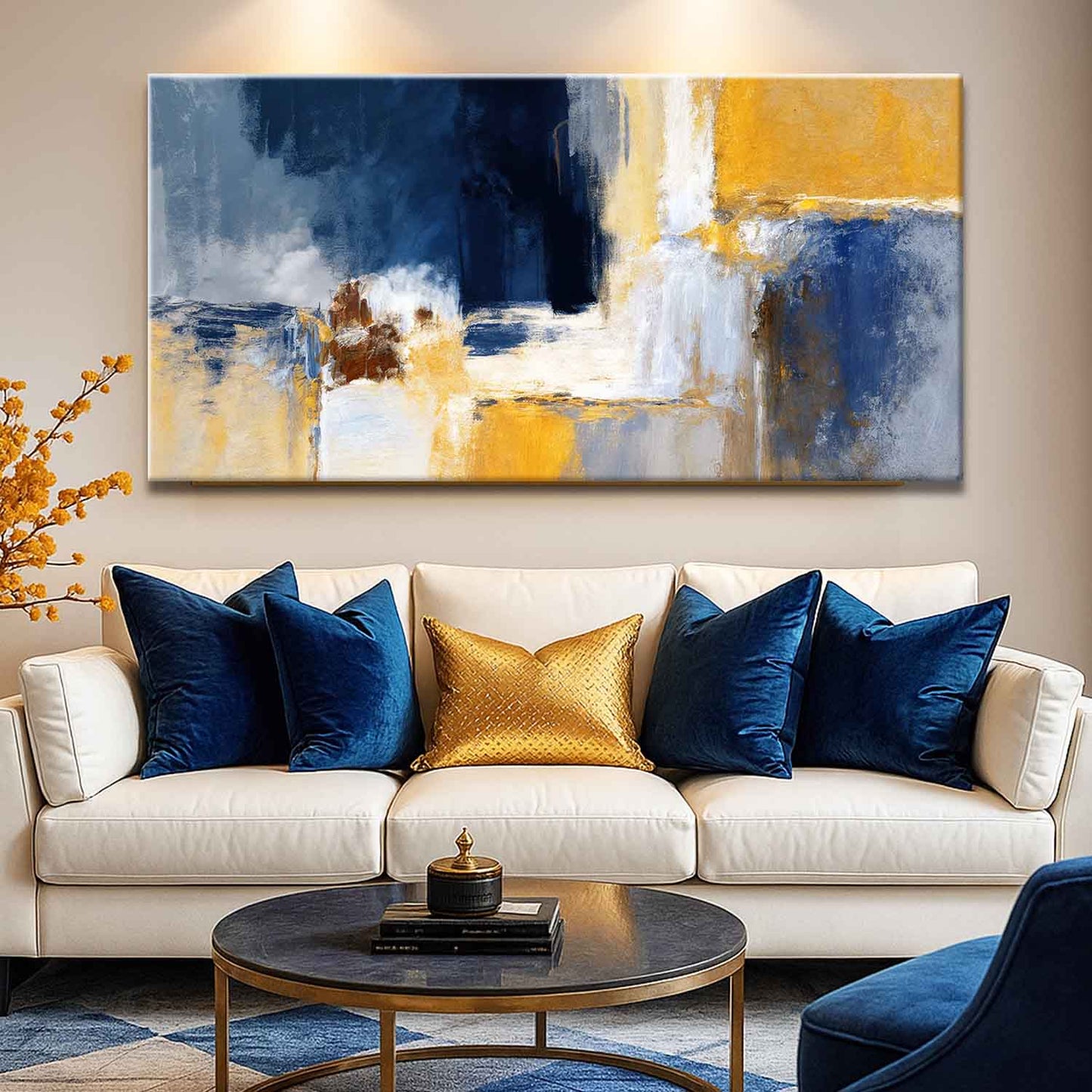 Abstract geometric lines canvas wall art print