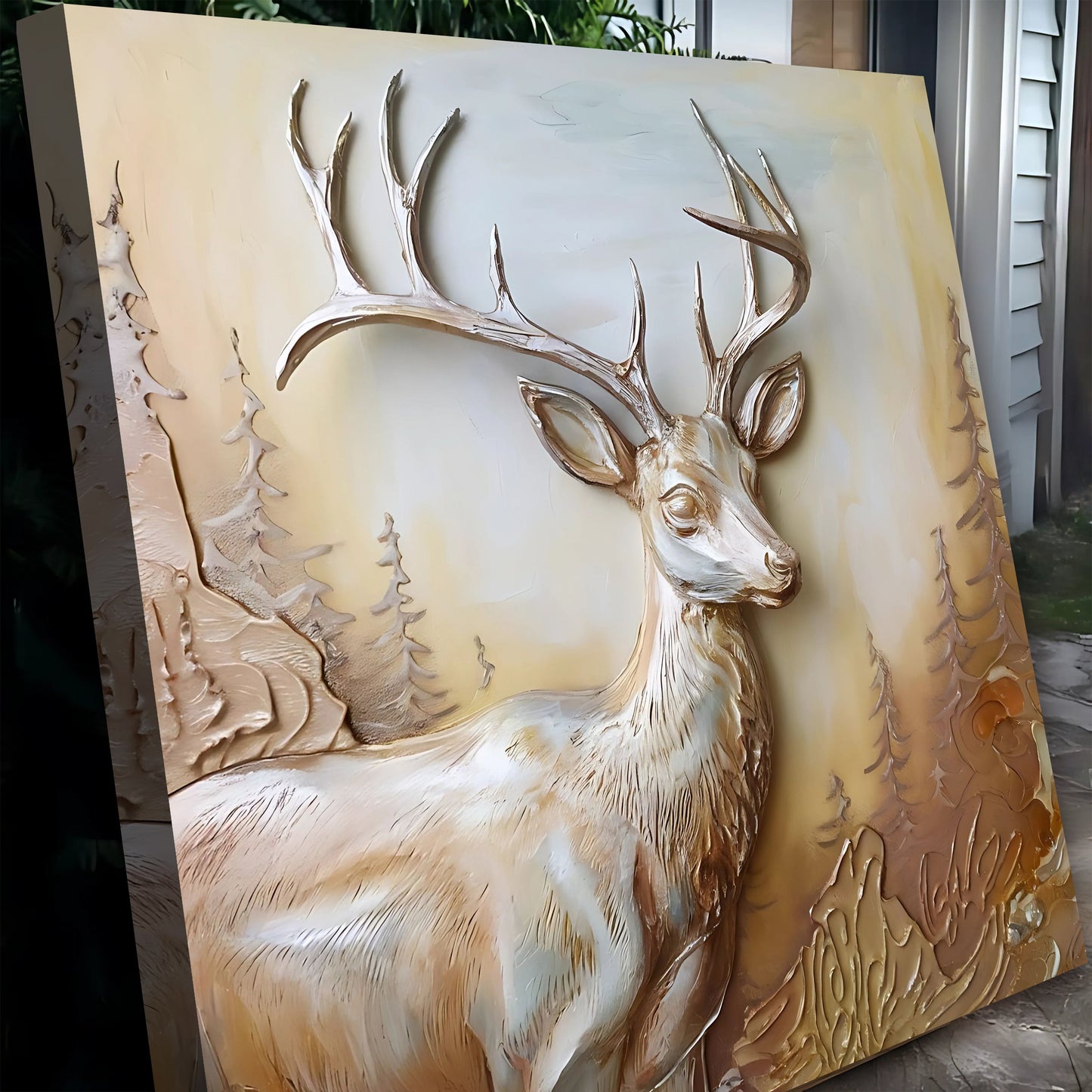 3D Deer Canvas Wall Art