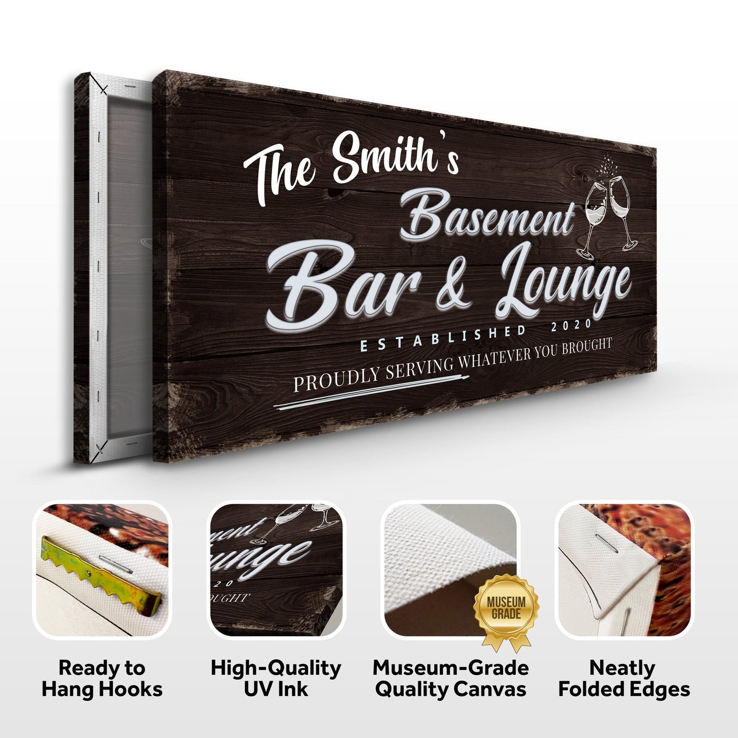 Basement Bar and Lounge Canvas Sign