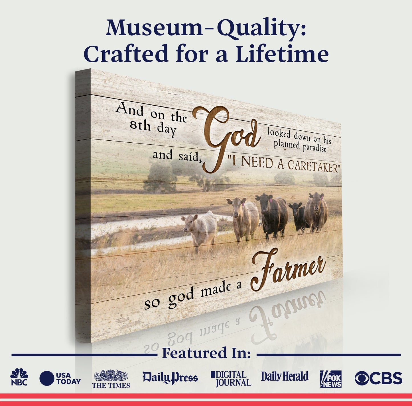 God Made a Farmer Canvas Faith Sign - Farm Wall Art