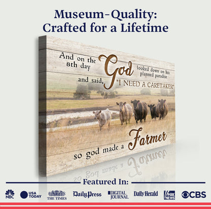 God Made a Farmer Canvas Faith Sign - Farm Wall Art