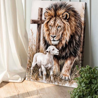 Lion and Sheep Faith Canvas Wall Art