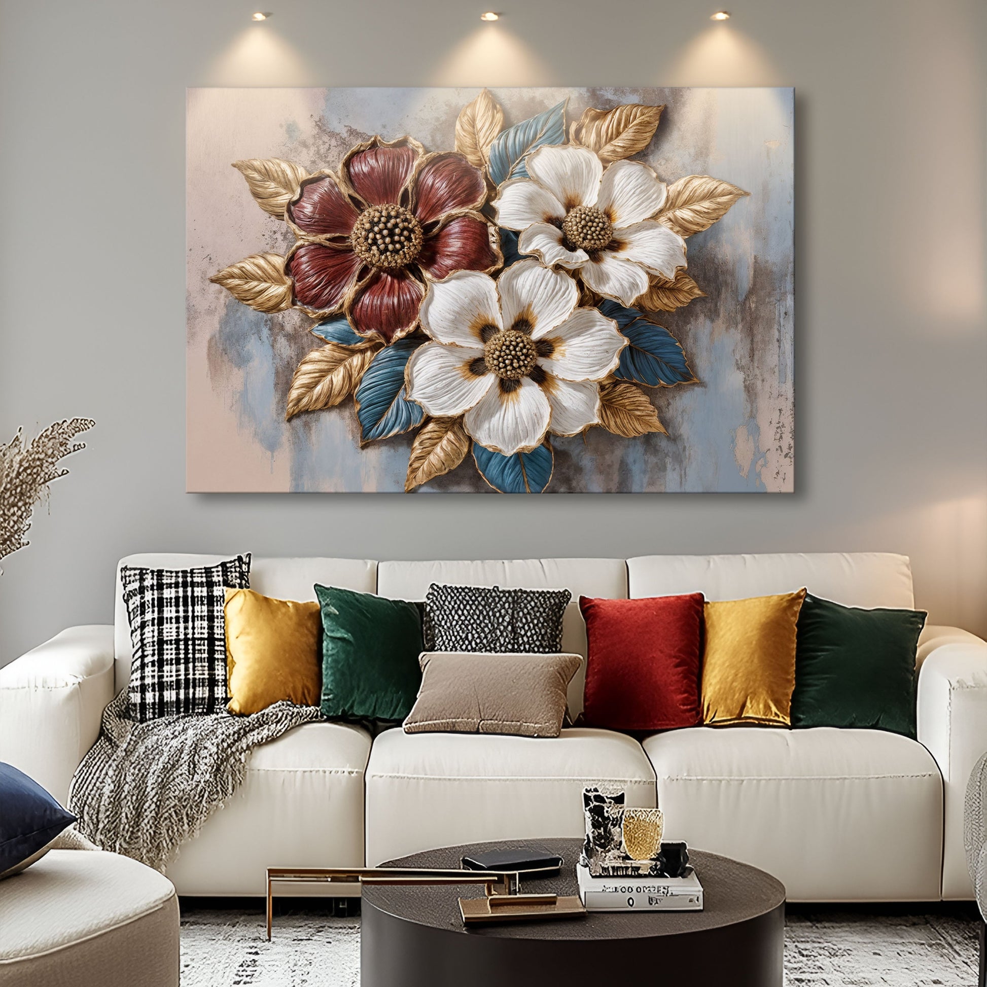 Floral Symphony canvas wall art soft garden blooms, gallery-wrapped, made in the USA