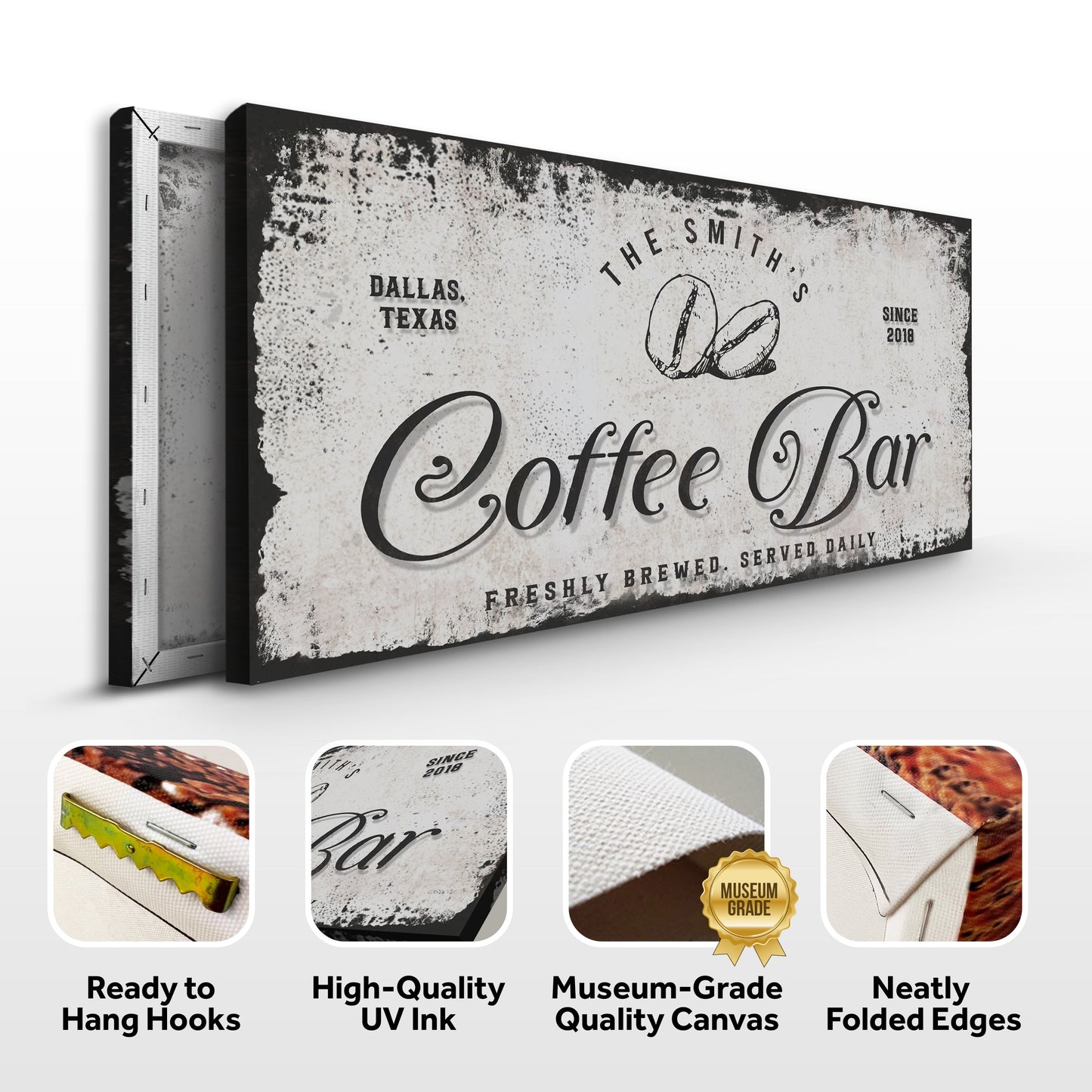 Coffee Bar Personalized Canvas Sign IV