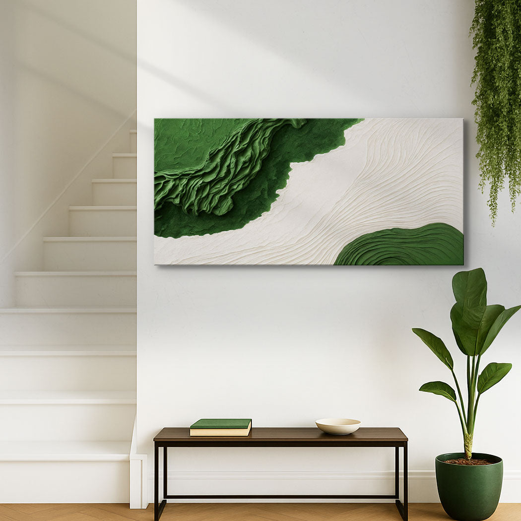 Green Rivers Abstract Canvas Wall Art IX