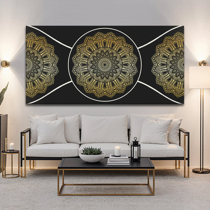 Gold Sacred Geometry Canvas Wall Art - Abstract Print