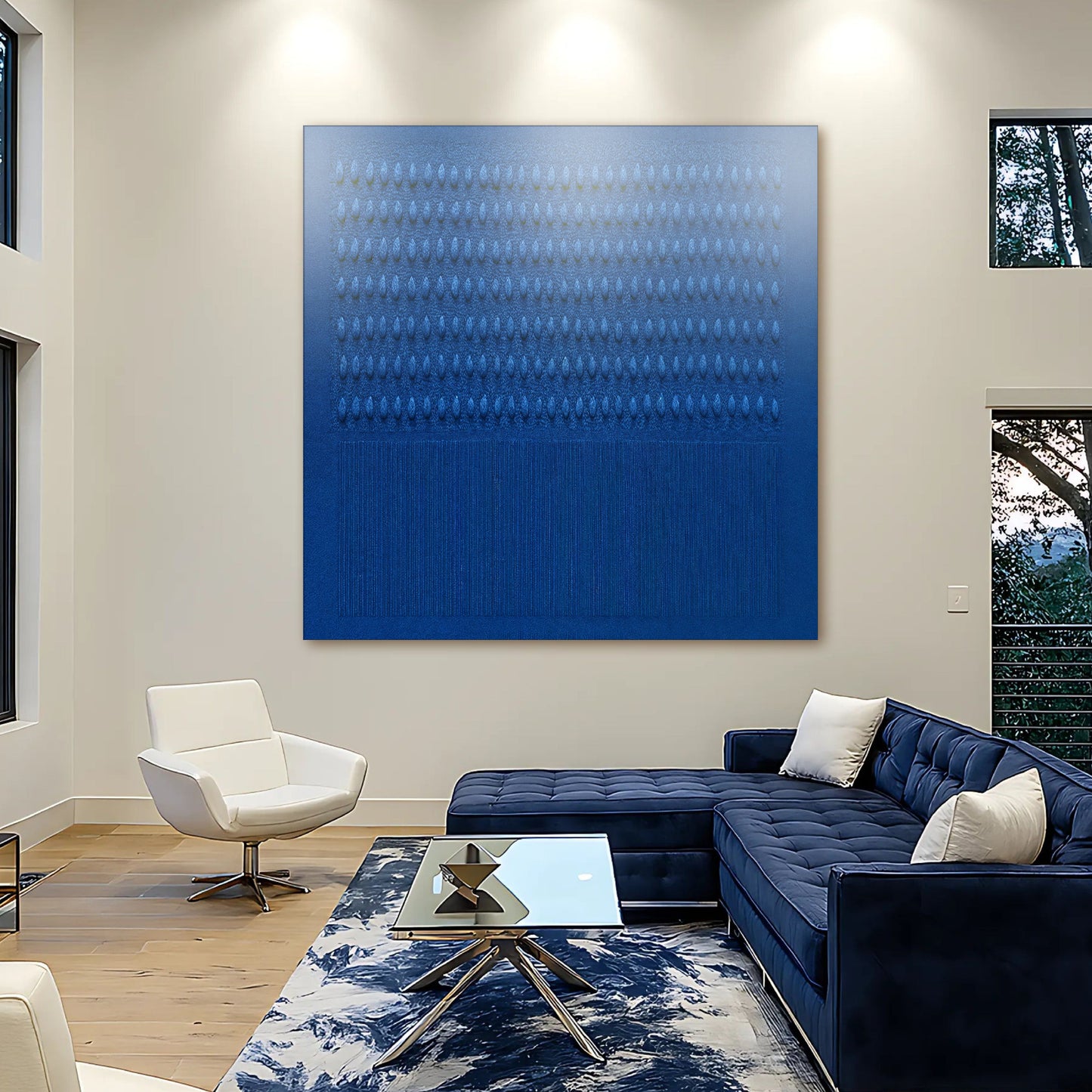 Minimalist Blue Gradient Abstract Canvas Wall Art